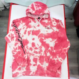 Maui and Sons pull over hoodie men's size L tie-dye white & salmon pink kangaroo